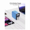 Relife Q4 asztali töltő, 72W, 5A, 2 x USB-C - 4 x USB-A, Kék thumbnail