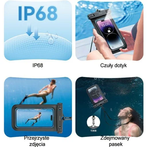 USAMS Vízálló Tok 6.7" IP68 átlátszó FSD1203 (US-YD012) tok - 2