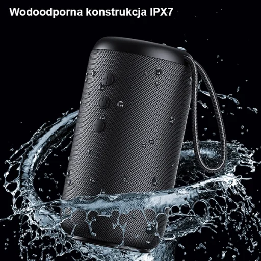 USAMS YC Széria Bluetooth 5.0 10W vízálló vezeték nélküli hangszóró hordozópánttal fekete YC01 - 6