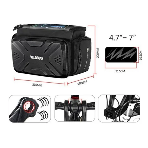 WILDMAN GS6 kerékpár vázra szerelhető táska tartó fekete - 4