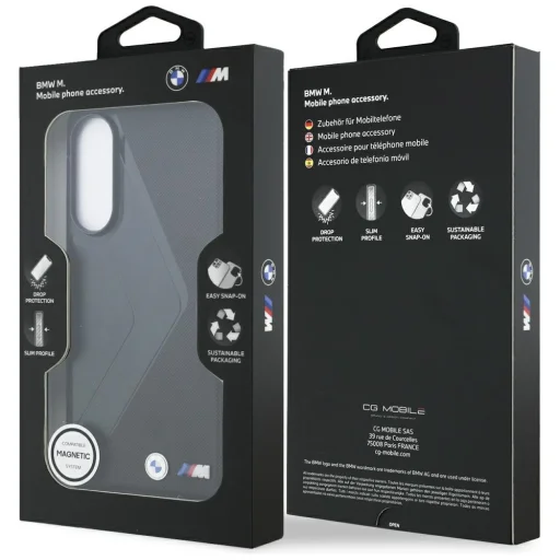 BMW Bőr Oversized Stripes MagSafe tok Samsung Galaxy S25 Edge fekete tok - 8