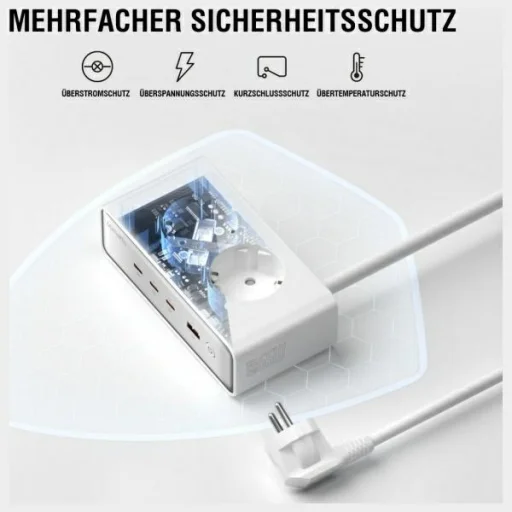 4smarts 6 az 1-ben 65W GaN fehér hosszabbító - 2