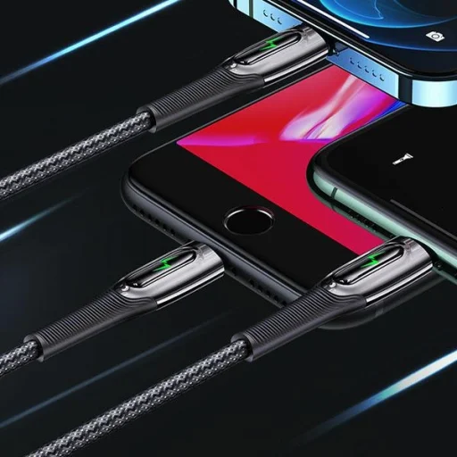 USAMS Fonott USB-C - Lightning Okos Áramtalanító 20W PD Kábel 1.2m sötétzöld SJ - 3