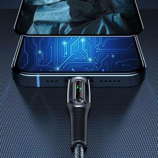 USAMS Fonott USB-C - Lightning Okos Áramtalanító 20W PD Kábel 1.2m sötétzöld SJ - 4