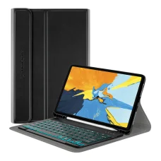 iPad Pro 11 (2018/2020/2021/2022) - Techsuit - CozyTab tok (ceruzatartóval/RGB billentyűzettel) - Fekete.