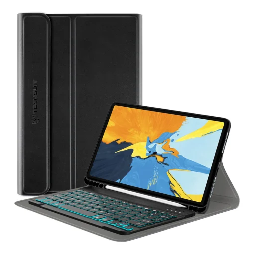 iPad Pro 11 (2018/2020/2021/2022) - Techsuit - CozyTab tok (ceruzatartóval/RGB billentyűzettel) - Fekete. - 1