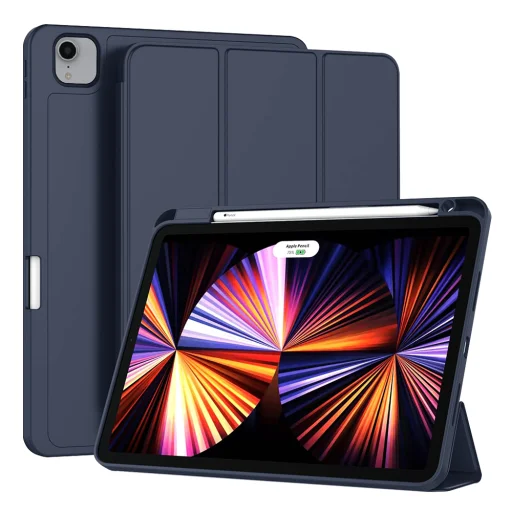 iPad Pro 11 (2018 / 2020 / 2021 / 2022) - Techsuit - Flex Trifold (ceruzatartóval) - Sötétkék. tok - 1