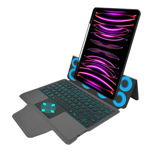 iPad Pro 11 (2018 / 2020 / 2021 / 2022) - Techsuit - KeyTab Pro (vezeték nélküli RGB billentyűzettel és stylus-ceruza tartóval) - Fekete. tok - 3