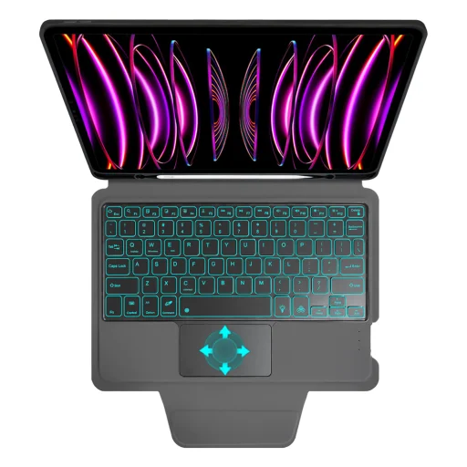 iPad Pro 11 (2018 / 2020 / 2021 / 2022) - Techsuit - KeyTab Pro (vezeték nélküli RGB billentyűzettel és stylus-ceruza tartóval) - Fekete. tok - 7