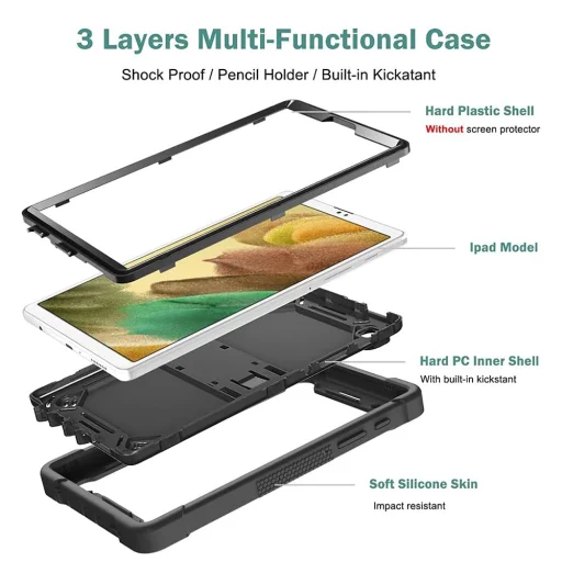 Samsung Galaxy Tab A7 10.4 (2020 / 2022) - Techsuit - Strapabíró tok + Képernyővédő - Fekete - 3