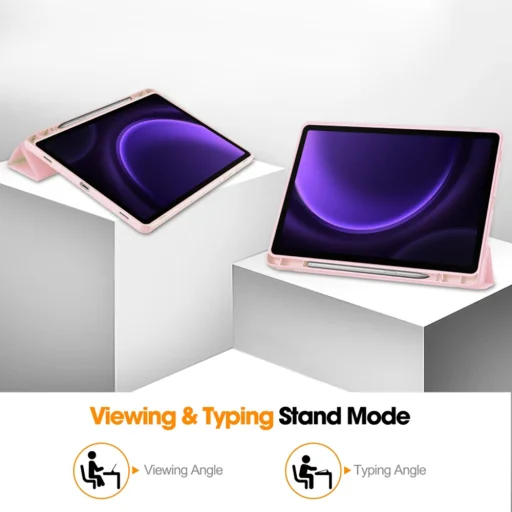 Samsung Galaxy Tab S9 FE tok - Techsuit - Flex Trifold (ceruzatartóval) - Rózsaszín. - 2