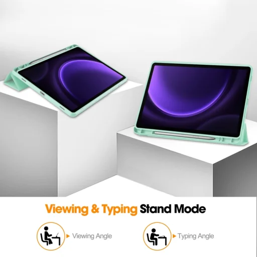 Samsung Galaxy Tab S9 FE - Techsuit - Flex Trifold (ceruzatartóval) - Matchazöld tok - 4