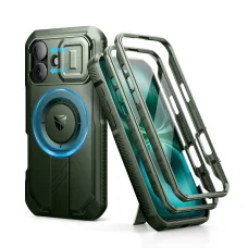 iPhone 16 Dexnor Magsafe 360 tok, kihajtható állvánnyal, zöld ütésálló