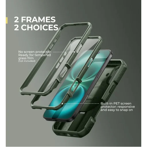 iPhone 16 Dexnor Magsafe 360 tok, kihajtható állvánnyal, zöld ütésálló - 3