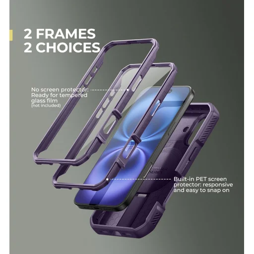 iPhone 16 Dexnor Magsafe 360 tok, kihajtható állvánnyal, lila ütésálló - 3