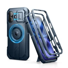 iPhone 16 Dexnor Magsafe 360 tok, kihajtható állvánnyal, kék ütésálló