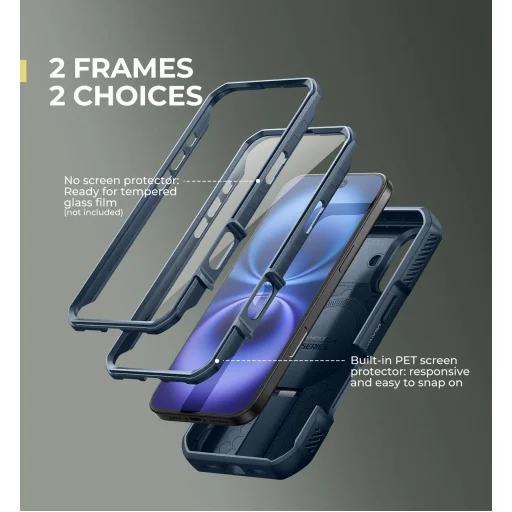 iPhone 16 Dexnor Magsafe 360 tok, kihajtható állvánnyal, kék ütésálló - 6