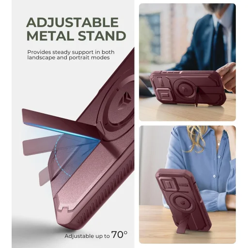 iPhone 16 Pro Dexnor Magsafe 360 tok, kihajtható állvánnyal, piros ütésálló - 2