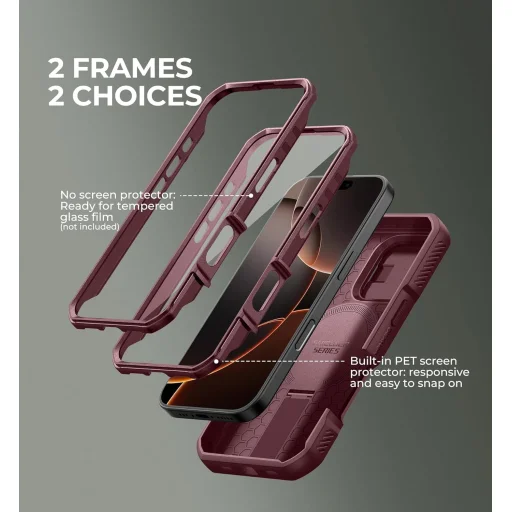 iPhone 16 Pro Dexnor Magsafe 360 tok, kihajtható állvánnyal, piros ütésálló - 4