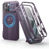  iPhone 16 Pro Max lila ütésálló Dexnor Magsafe 360 tok, kihajtható állvánnyal