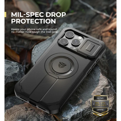 iPhone 16 Pro Max Dexnor Magsafe fekete ütésálló 360 tok, kihajtható állvánnyal - 5