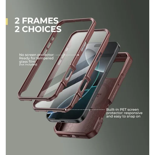  Apple iPhone 16 Pro Max Dexnor Magsafe 360 tok, kihajtható állvánnyal, piros ütésálló - 4