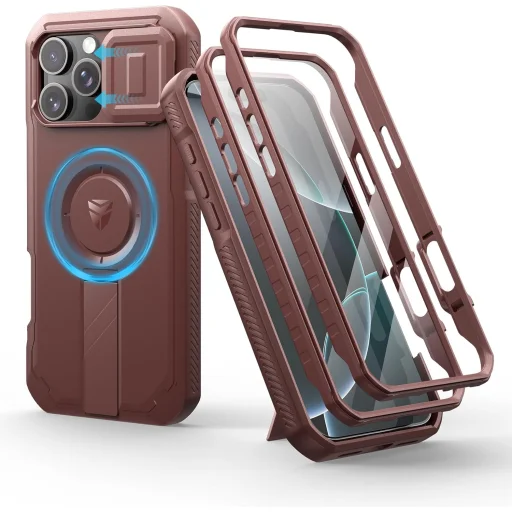  Apple iPhone 16 Pro Max Dexnor Magsafe 360 tok, kihajtható állvánnyal, piros ütésálló - 1