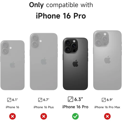 iPhone 16 Pro SURITCH Magsafe tok, kihajtható állvánnyal, fekete ütésálló - 2