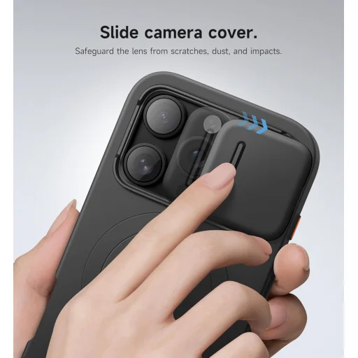 iPhone 16 Pro SURITCH Magsafe tok, kihajtható állvánnyal, fekete ütésálló - 7