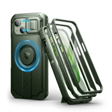 iPhone 15 Dexnor Magsafe 360 tok, kihajtható állvánnyal, zöld ütésálló
