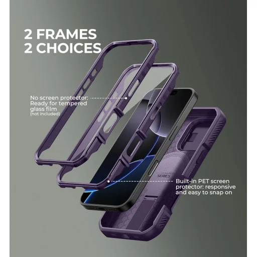 iPhone 16 Pro Dexnor Magsafe 360 tok, kihajtható állvánnyal, lila ütésálló - 2