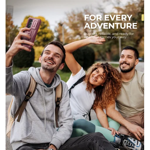 Samsung Galaxy S25 Dexnor 360 tok kihajtható állvánnyal, piros ütésálló - 4