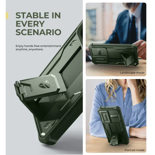 Samsung Galaxy S25 Dexnor 360 tok kihajtható állvánnyal, zöld ütésálló - 4