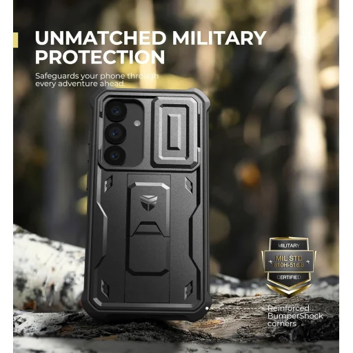 Samsung Galaxy S25 Dexnor tok kihajtható állvánnyal, fekete 360 ütésálló - 7