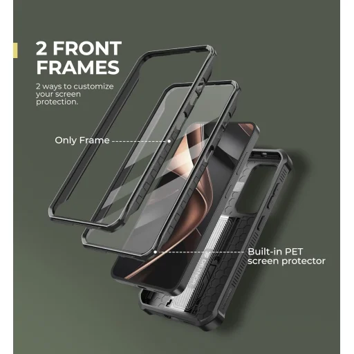 Samsung Galaxy S25 Dexnor tok kihajtható állvánnyal, fekete 360 ütésálló - 2