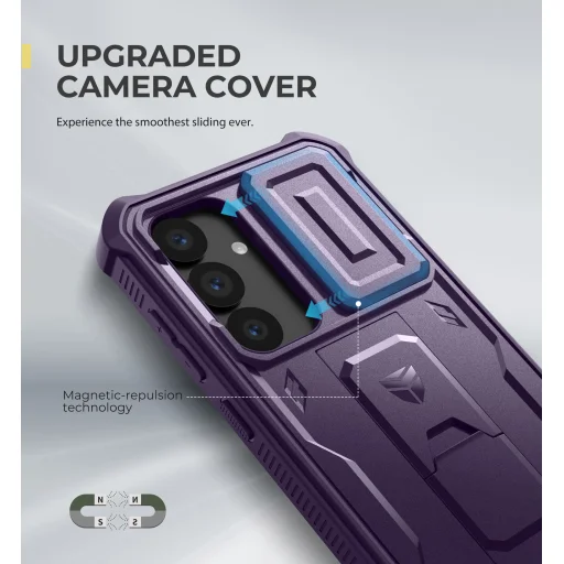 Samsung Galaxy S25 Dexnor tok kihajtható állvánnyal, lila 360 ütésálló - 2