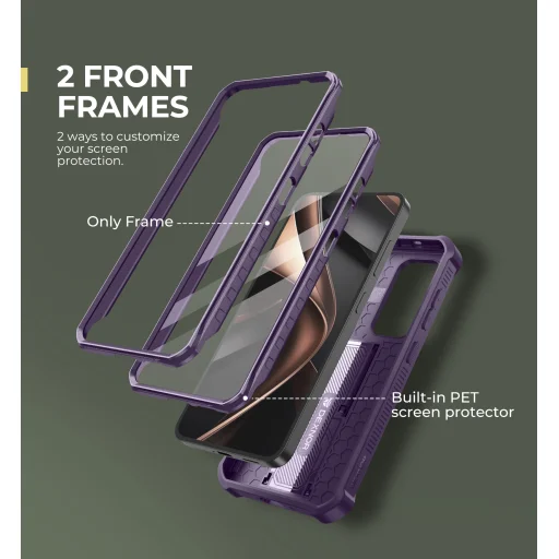 Samsung Galaxy S25 Dexnor tok kihajtható állvánnyal, lila 360 ütésálló - 3