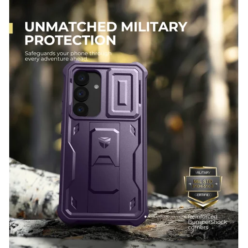 Samsung Galaxy S25 Dexnor tok kihajtható állvánnyal, lila 360 ütésálló - 5