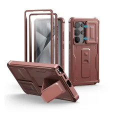  Samsung Galaxy S25 Ultra Piros Dexnor tok kihajtható állvánnyal, 360 ütésálló