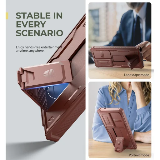  Samsung Galaxy S25 Ultra Piros Dexnor tok kihajtható állvánnyal, 360 ütésálló - 3