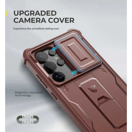  Samsung Galaxy S25 Ultra Piros Dexnor tok kihajtható állvánnyal, 360 ütésálló - 4