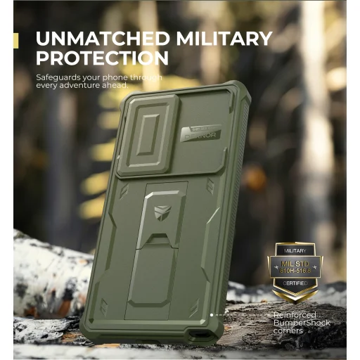  Samsung Galaxy S25 Ultra zöld ütésálló Dexnor 360 tok kihajtható állvánnyal - 4