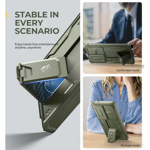  Samsung Galaxy S25 Ultra zöld ütésálló Dexnor 360 tok kihajtható állvánnyal - 5