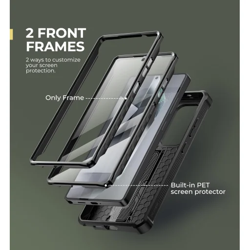  Samsung Galaxy S25 Ultra 360 fekete ütésálló Dexnor tok kihajtható állvánnyal - 3