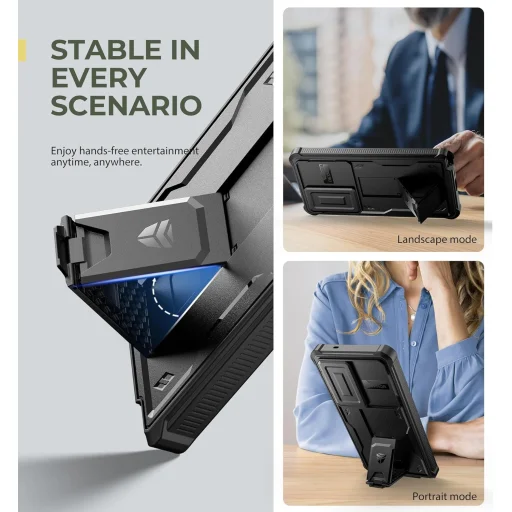  Samsung Galaxy S25 Ultra 360 fekete ütésálló Dexnor tok kihajtható állvánnyal - 4