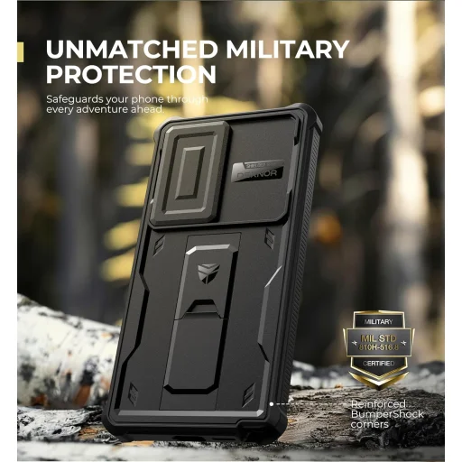 Samsung Galaxy S25 Ultra 360 fekete ütésálló Dexnor tok kihajtható állvánnyal - 5