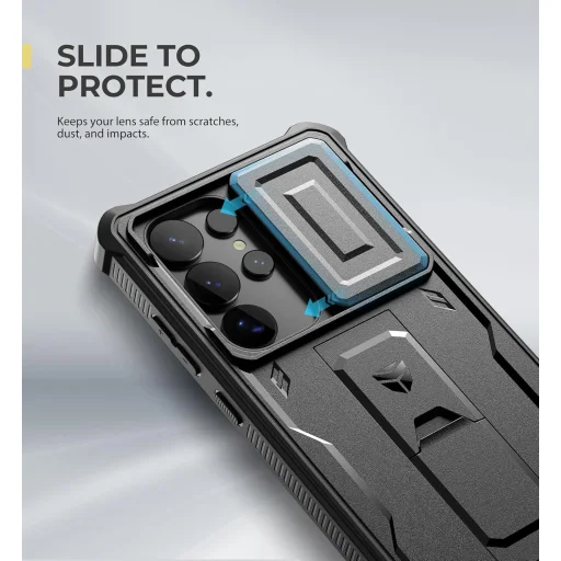  Samsung Galaxy S25 Ultra 360 fekete ütésálló Dexnor tok kihajtható állvánnyal - 6