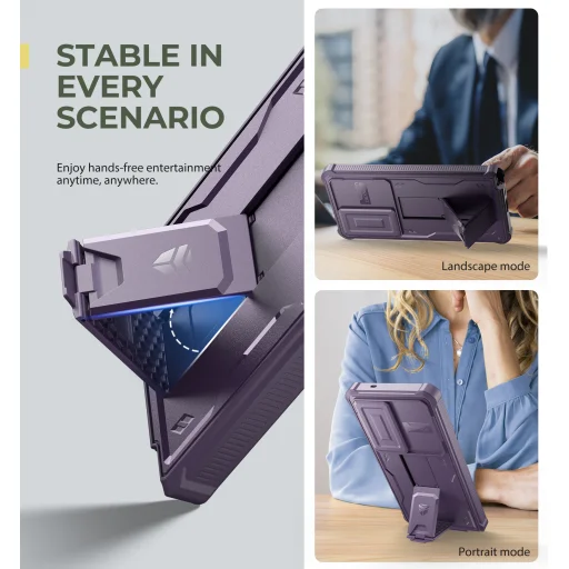  Samsung Galaxy S25 Ultra Lila Dexnor 360 tok kihajtható állvánnyal, ütésálló - 5