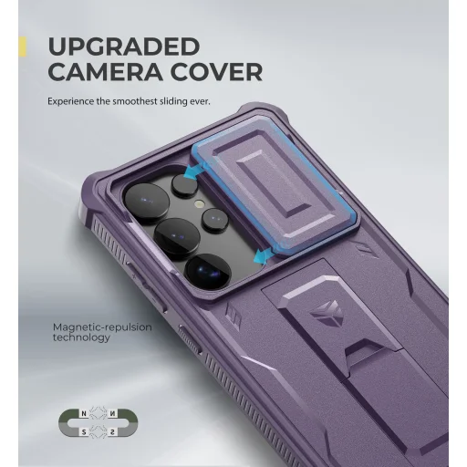  Samsung Galaxy S25 Ultra Lila Dexnor 360 tok kihajtható állvánnyal, ütésálló - 6