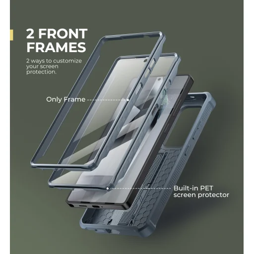 Samsung Galaxy S25 Ultra kék Dexnor 360 tok kihajtható állvánnyal, ütésálló - 3